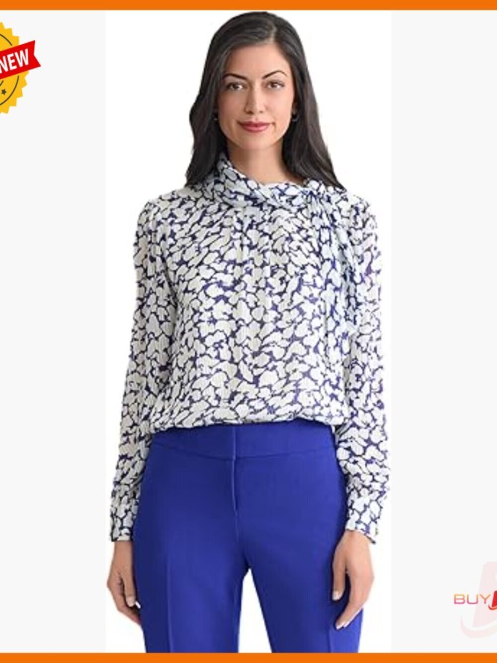 Long Sleeve Satin Tie Neck Top for Work and Casual Wear